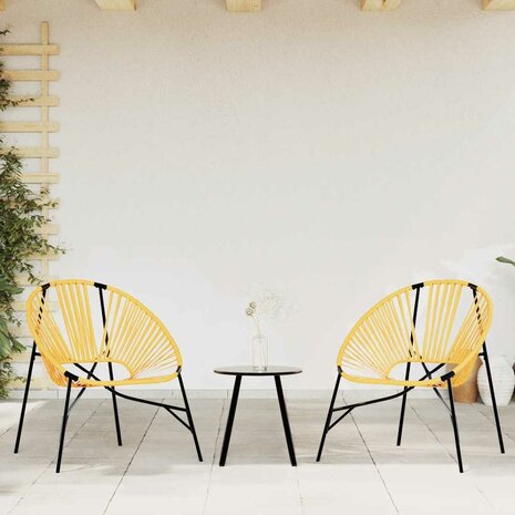Tuinstoel Egg poly rattan zwart en geel 3