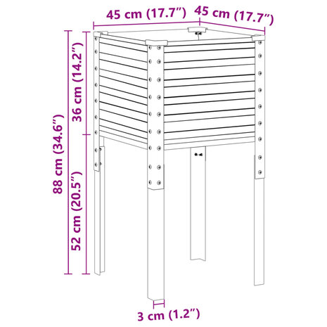 Plantenbak 45x45x88 cm gegalvaniseerd staal 8