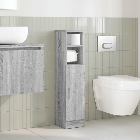 Badkamerkast met rolhouder 20,5x22x90 cm grijs sonoma eiken 3