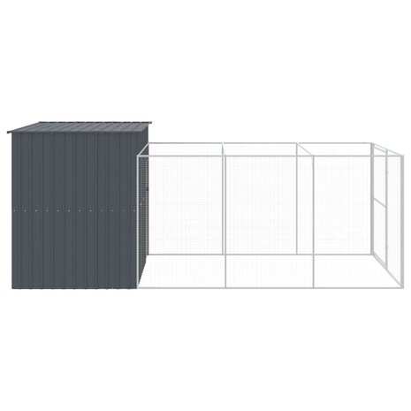 Hondenhok met ren 214x457x181 cm gegalvaniseerd staal antraciet 4