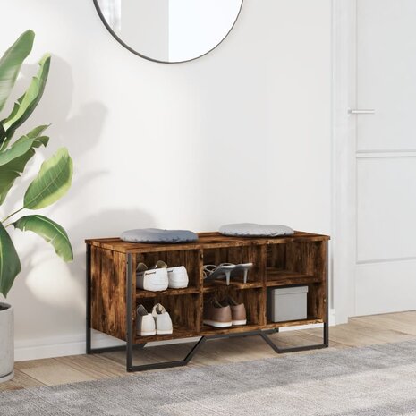 Schoenenkast 90x38x45,5 cm bewerkt hout gerookt eikenkleurig 3