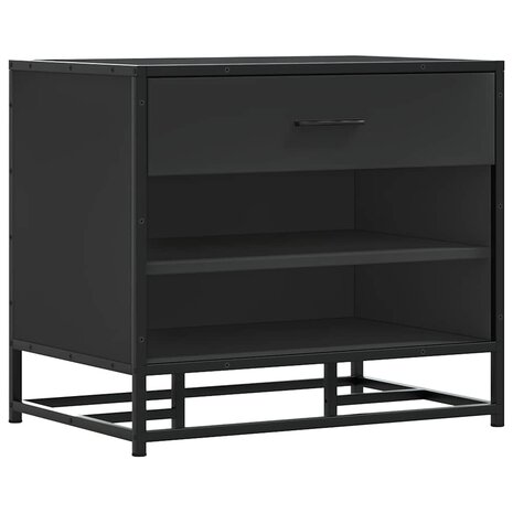 Schoenenbank 60x40x53,5 cm bewerkt hout en metaal zwart 2