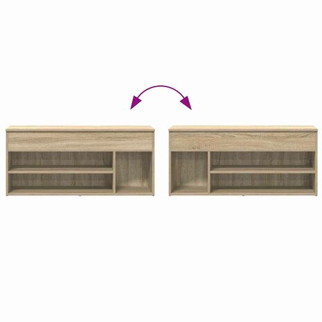 Schoenenbank 102x30,5x45 cm bewerkt hout sonoma eikenkleurig 8