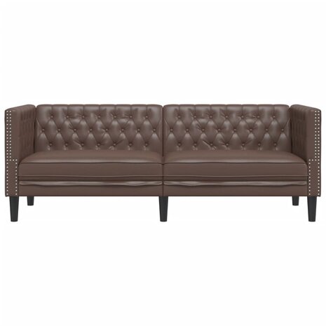 Driezitsbank Chesterfield-stijl kunstleer bruin 4