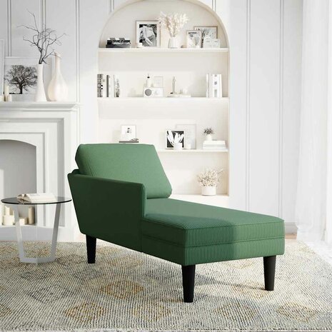 Chaise longue met kussen corduroy stof jungle groen 2