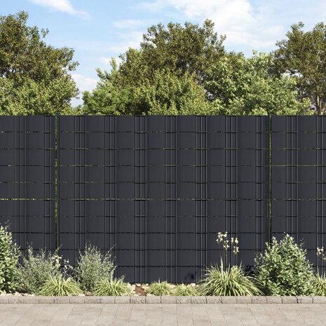 Tuinschermen 4 st 35x0,19 m PVC mat donkergrijs 1