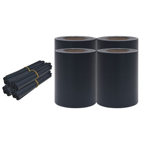 Tuinschermen 4 st 35x0,19 m PVC mat donkergrijs 2