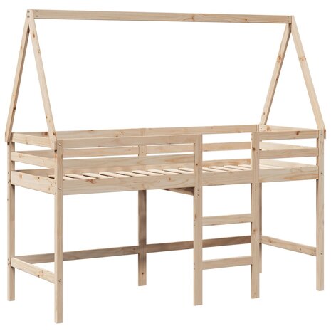 Halfhoogslaper met ladder en bedhuis grenenhout 80x200 cm 3