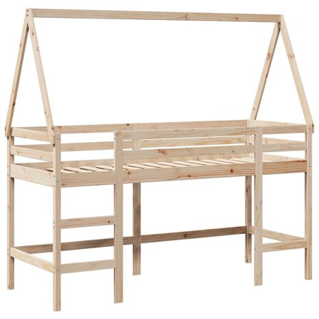 Halfhoogslaper met ladder en bedhuis grenenhout 80x200 cm 3