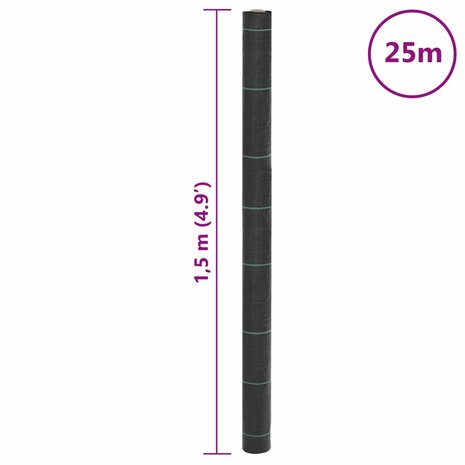 Worteldoek 1,5x25 m polypropeen zwart 8