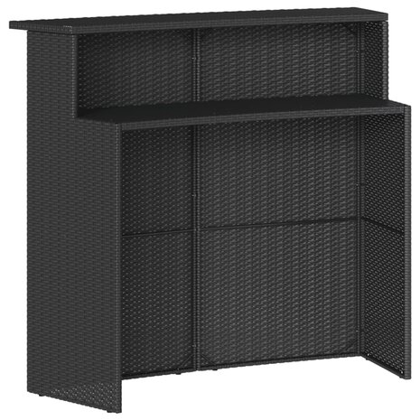 3-delige Tuinbarset met kussens poly rattan zwart 5