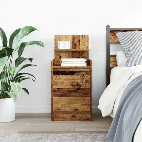 Nachtkastje met 2 lades 38x34x80 cm oud houtkleurig 3