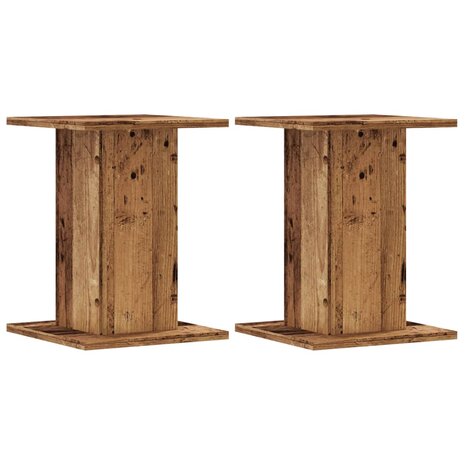 Plantenstandaards 2 st 30x30x40 cm bewerkt hout oud houtkleurig 2
