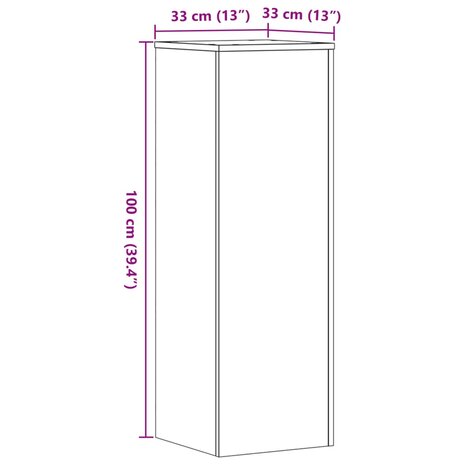 Plantenstandaard 33x33x100 cm bewerkt hout artisanaal eiken 9