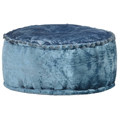 Poef rond 40x20 cm fluweel blauw 1