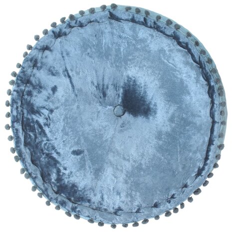 Poef rond 40x20 cm fluweel blauw 2
