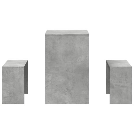 3-delige Eettafel en bankenset bewerkt hout betongrijs 5