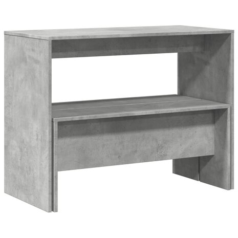 3-delige Eettafel en bankenset bewerkt hout betongrijs 7
