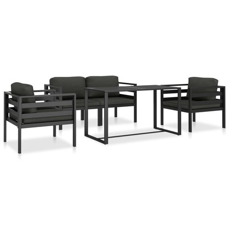 5-delige Loungeset met kussens aluminium antraciet 1