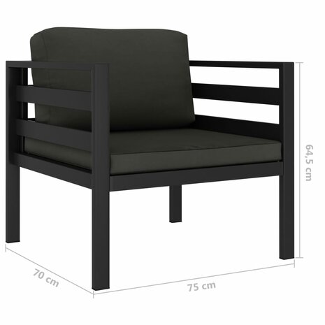 5-delige Loungeset met kussens aluminium antraciet 6