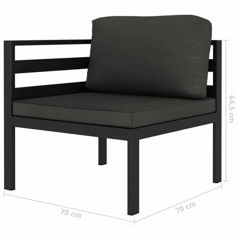 5-delige Loungeset met kussens aluminium antraciet 7