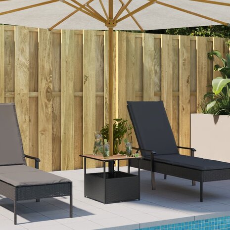 Tuintafel met parasolgat 55x55x46,5 cm poly rattan zwart 3