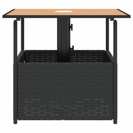 Tuintafel met parasolgat 55x55x46,5 cm poly rattan zwart 5