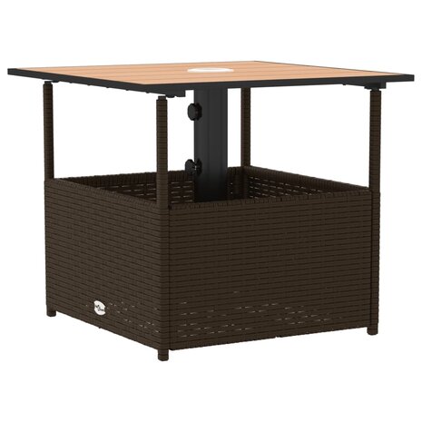 Tuintafel met parasolgat 55x55x46,5 cm poly rattan bruin 7