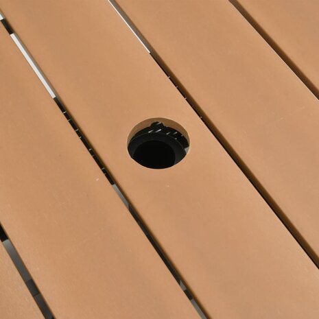 Tuintafel met parasolgat 55x55x46,5 cm poly rattan bruin 8