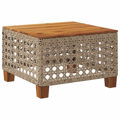 Tuintafel 55x55x36 cm poly rattan en acaciahout beige 2