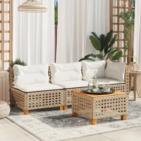 Tuintafel 55x55x36 cm poly rattan en acaciahout beige 3