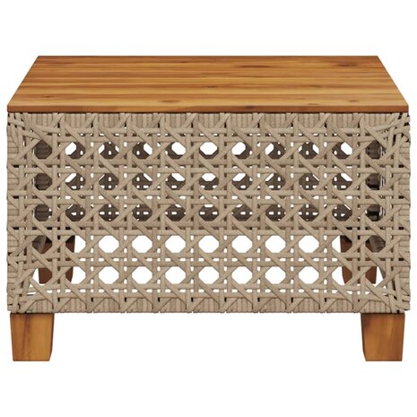 Tuintafel 55x55x36 cm poly rattan en acaciahout beige 4