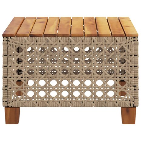 Tuintafel 55x55x36 cm poly rattan en acaciahout beige 5