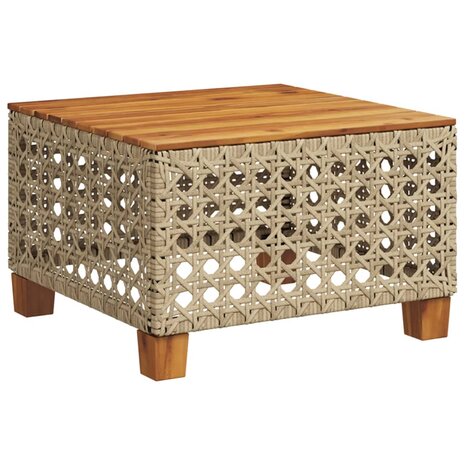 Tuintafel 55x55x36 cm poly rattan en acaciahout beige 6
