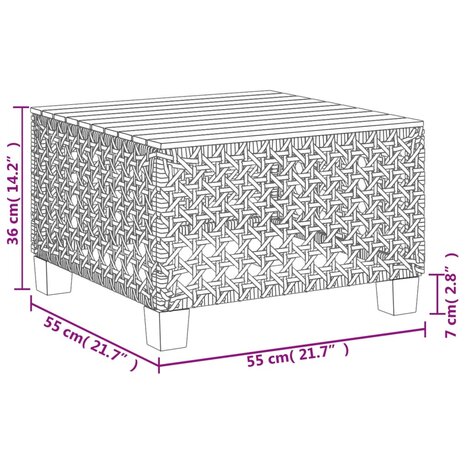Tuintafel 55x55x36 cm poly rattan en acaciahout beige 9