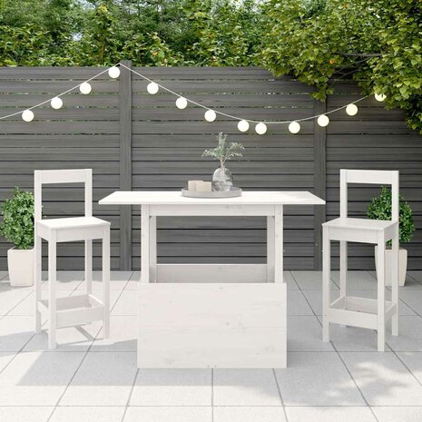 Tuintafel 100x50x75 cm massief grenenhout wit 4