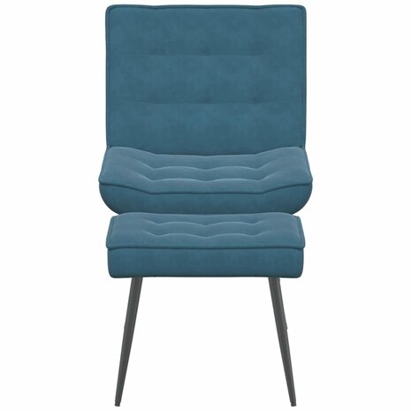 Relaxstoel met voetenbank fluweel blauw 4