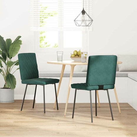 Eetkamerstoelen 2 st fluweel donkergroen 2