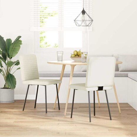 Eetkamerstoelen 2 st fluweel crèmekleurig 2