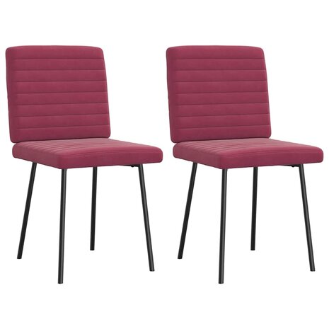 Eetkamerstoelen 2 st fluweel wijnrood 2