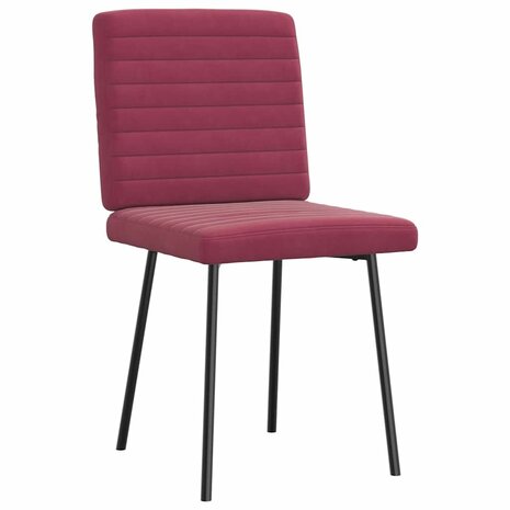 Eetkamerstoelen 2 st fluweel wijnrood 4