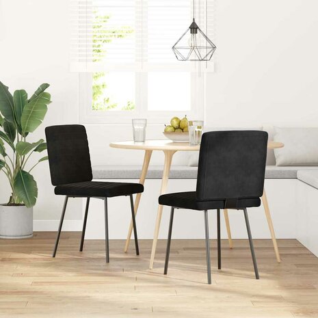 Eetkamerstoelen 2 st fluweel zwart 1
