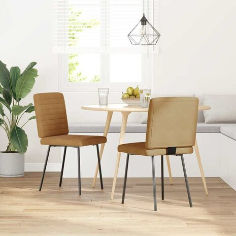 Eetkamerstoelen 2 st fluweel bruin 1