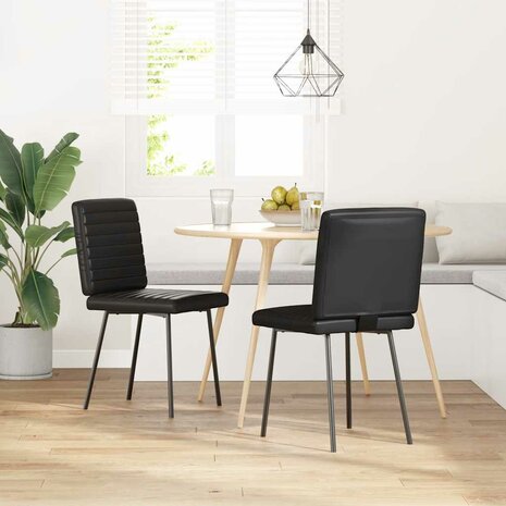Eetkamerstoelen 2 st kunstleer zwart 1