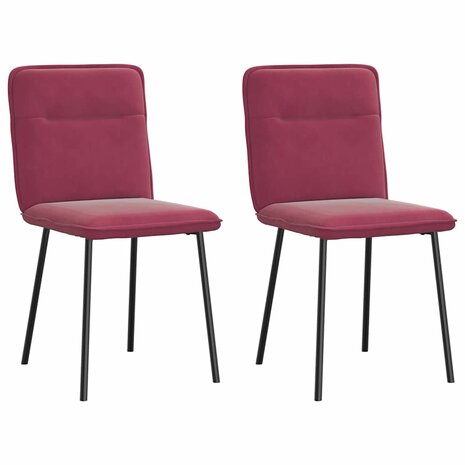Eetkamerstoelen 2 st fluweel wijnrood 1