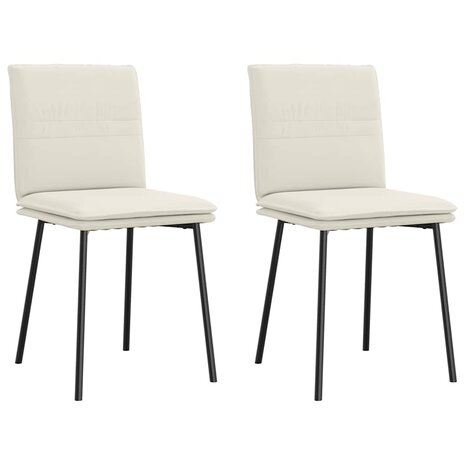 Eetkamerstoelen 2 st fluweel crèmekleurig 1