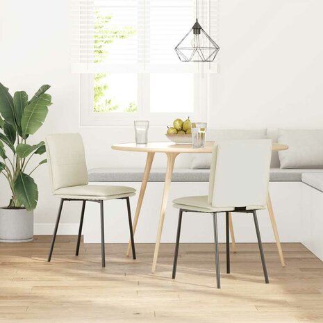 Eetkamerstoelen 2 st fluweel crèmekleurig 2