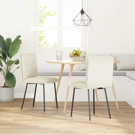 Eetkamerstoelen 2 st fluweel crèmekleurig 2
