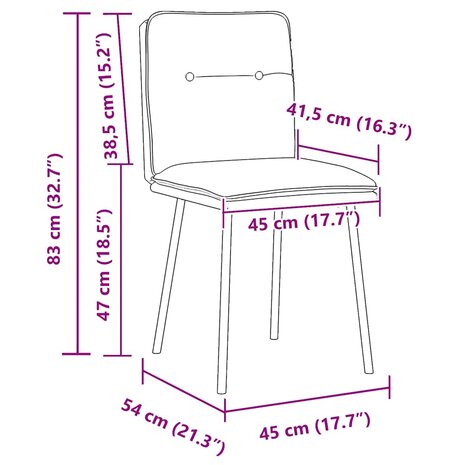 Eetkamerstoelen 2 st fluweel crèmekleurig 9