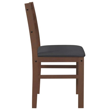 Eetkamerstoelen met kussens 2 st massief hout rubber bruin 6